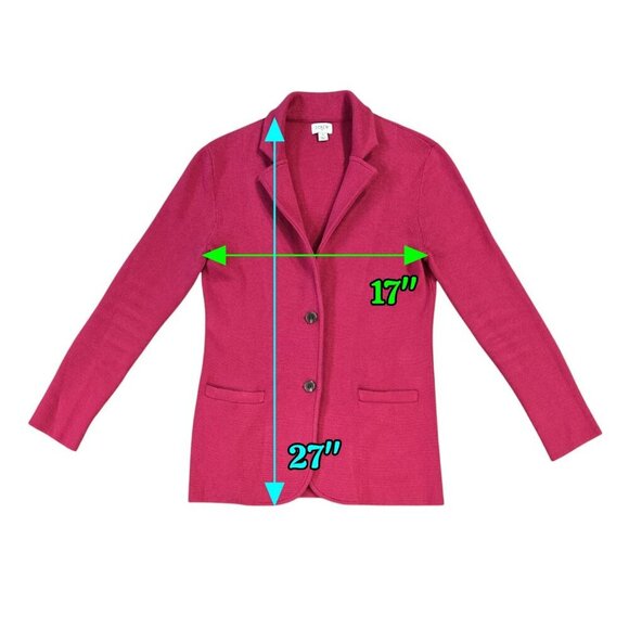 J. Crew 100% Cotton Dark Pink Button-Up Sweater Blazer Preppy Barbie G9309 - Picture 3 of 9